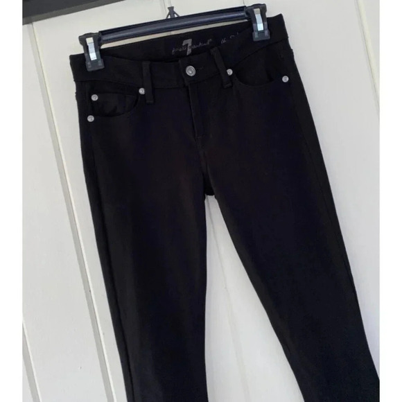 7 for All Mankind, The Skinny, Double Knit Stretch Pants, Black - Picture 3 of 6